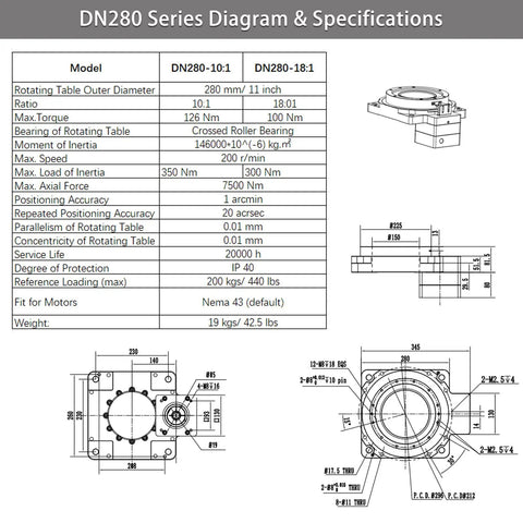 Hollow Rotary Actuator With High Accuracy Hollow Rotating Platform Rotary Positioners Fits NEMA 43 Stepper Motor specs