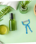 Four Piece Manual Facial Hair Remover Kit For Women With Portable Spring Epilator And Stainless Steel Coils For Chin And Neck Hair Removal Precision Threading Tool For Everyday At Home Grooming No Fuss Quick Touchups blue metal spring epilator on mint background