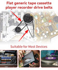 Flat Cassette Tape Player Drive Belts 3Mm Wide Universal Replacement Pack Of 50 Belts for 40Mm To 135Mm Devices shown in use