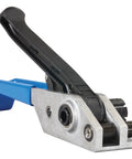 Deluxe Poly Strapping Tensioner and Cutter for 1/2 to 3/4 Inch Straps, aluminum zinc build, heavy duty grip, side view