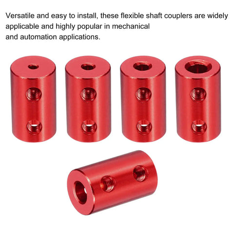 Red aluminum Rigid Shaft Coupler 3mm To 6mm L20mm By D12mm Aluminum Alloy Pro Grade Joint Connector Set for 3D printers.