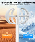 600W Vertical Axis Wind Turbine Kit with 12V system, five blade generator in desert and snowy mountain showing temperature range