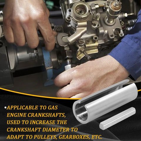 Dead Nuts Fit 3/4 To 1 Inch Gas Engine Pulley Crank Shaft Sleeve Adapter being installed on a gas engine crankshaft.