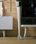 Adjustable Furniture Leg Levelers Set 3/8-16 Threaded, Heavy Duty Carbon Steel and Polypropylene Feet installed on chair