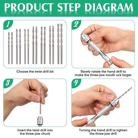 57 Piece Micro Drill Bits And Pin Vise Set For Resin Beads Polymer Clay Craft DIY Jewelry And Model Making Includes 46 Hand Twist Drills And 10 PCB Mini Cutting Bits For Pro Grade Precision Crafting step-by-step guide.