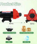 12V Diaphragm Sprayer Pump With Two Point Five GPM At Sixty PSI Eight Amp Self Priming And Pressure Switch size guide