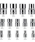 14 Piece External Torx Socket Set For Auto Repair E4 To E24 With 1/4, 3/8, And 1/2 Inch Drive In A Durable Case, Laser-Etched Sizes