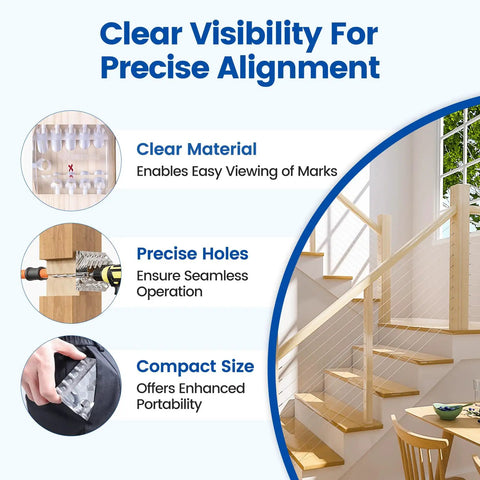 Heavy Duty Multi Angle Drill Guide Jig For Smooth Cable Railing Installations with clear material and precise holes for accuracy.