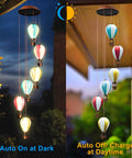 Solar Powered Wind Chimes With Hot Air Balloon Lights for Outdoors auto light up at night and charge during daytime