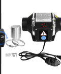 Powerful 3 Inch Duct Fan with Speed Controller, accessories, and cable for quick exhaust in enclosures and tents