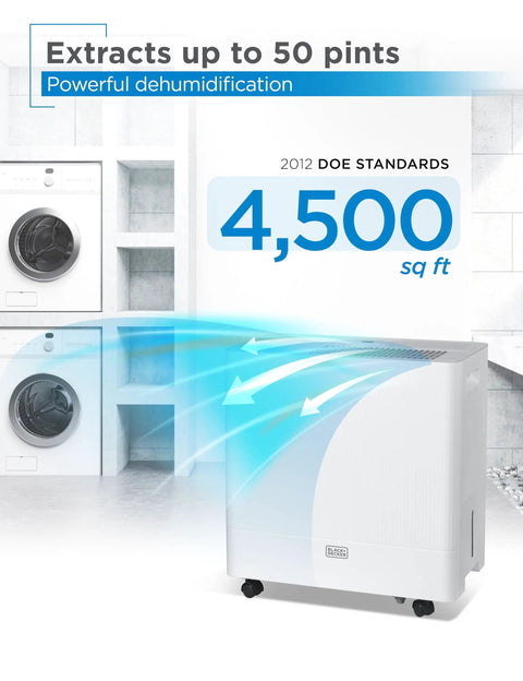 Heavy Duty Portable 50 Pint Dehumidifier For Damp Basements And Closets With Continuous Drain Hose And Removable Bucket To Keep Your Place Bone Dry And Crisp Morning Till Night
