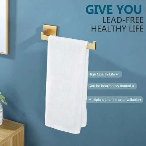 Brushed Gold Towel Bar Wall Mounted Hand Towel Holder For Bathroom And Kitchen Stainless Steel with towel hanging