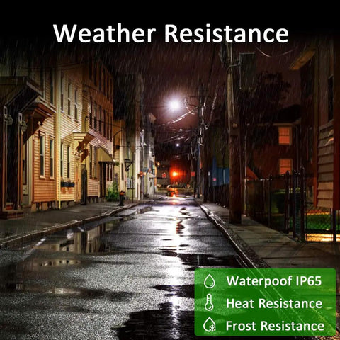 Street illuminated at night, showing Bright 100W Led Parking Lot Light With Dusk To Dawn Photocell, 15,000 Lumen Outdoor Street Light