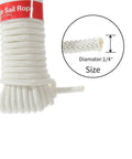 Outdoor Shade Sail Rope Kit 50 Feet Diamond Braided Polyester Line Quarter Inch Thickness