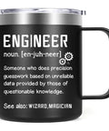 Black Engineer Definition Insulated Coffee Mug 12 Oz For Engineers Gift For Men with humorous text, perfect Christmas birthday gift.