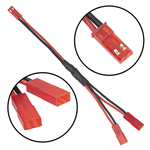 3Pcs JST Plug Splitter Y Harness Cables For RC Cars And Drones, 1 Male To 2 Female, detailed connectors view, Traxxas Tamiya use