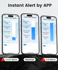 Smart WiFi Water And Oil Tank Level Sensor With Remote Alarm Monitor For Home Use showing app display on phones