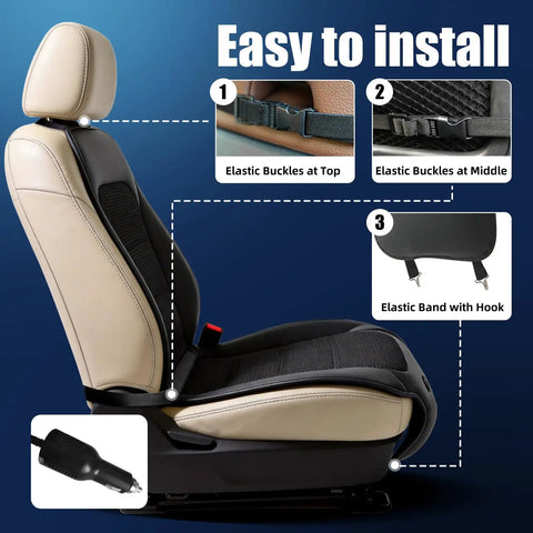 Beat The Heat With A Universal Cooling Car Seat Cover, 12V-24V, 3-Speed Air Cooled Seat Cushion, installation guide, Black