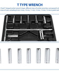 Beefy Metric T Handle Socket Wrench Set Rock Solid Vanadium Steel Spanners With Knurled Grip For Tough Garage Work showing various socket sizes.