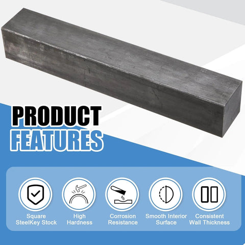 One Piece 2 Inch By 2 Inch By 12 Inch Square Steel Bar A36 Low Carbon Mild Steel Hot Rolled Keystock For DIY Projects Home Improvement And Industrial Use
