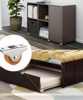 24 Pcs 1 Inch Caster Wheels With Metal Top Plate For Furniture Rolling Cabinets Trundle Beds And Drawers Silent Ball Bearing TPR Wheel Includes 60 Screws Durable Chrome Plated Steel Construction Lightweight Easy To Install. Image shows caster wheels installed on cabinet and trundle bed.