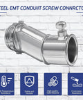 Heavy Duty Zinc Alloy Conduit Adapters With Smart Offset Design For Tricky Tight Spaces Hustle Free Solo Install Slick Half Inch To Half Inch Wire Routing Pack Of Six Killer Tool Set, steel EMT conduit screw connector.