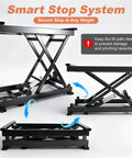 Electric Scissor Lift Table 280 Lbs Capacity Adjustable Height 7.1 To 26.4 In with smart stop system in three positions