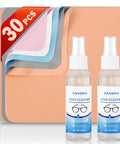 Navona 30-pack microfiber glasses cleaning cloths with two lens cleaner spray bottles; multicolor cloths