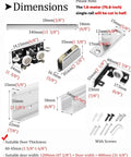 Dimensions of Concealed Track Sliding Door Hardware Kit For 2 To 6 Foot Doors, components with detailed measurements