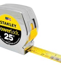 Power Return Rule Tape Measure 25 Foot Yellow With Locking Blade, Powerlock II Style, Rugged Pro Grade Steel Case, extended view