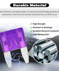 Snap Up This Solid 120 Piece Car Mini Fuses Assortment Kit With Fuse Tester And Puller Tool Covering 2A To 35A Amps Universal Blade Format For Quick Fixes, purple mini fuse with transparent casing.