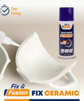 Broken ceramic mug and CA Glue Activator Spray Quick Set Bonding Booster Pro-Grade for Wood Plastic Rubber and Granite 6.76 Fl Oz