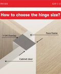 Diagram explaining hinge size selection for Heavy Duty 20 Pack Soft Close Cabinet Hinges With Mounting Screws And 40mm Big Cup Face Frame Overlay.