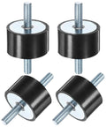 Beefy 4 Pack D40mm X H25mm Rubber Mounts Vibration Isolators With M8 X 23mm Double Studs Cylindrical Shock Absorbers For Air Compressors Cars Boats Pumps Motors Gym Gear Home Garage, 4-view