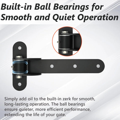 2 Pack Heavy Duty Gate Hinges, side view, 13in, black finish with built-in ball bearings