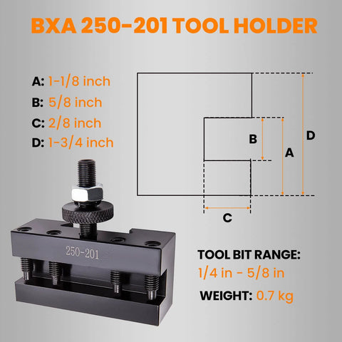 Front view: maXpeedingrods 250-201 BXA #1 quick-change lathe tool post holder set (5) for BXA posts 250-200/250-222.