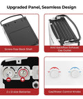 5L Portable Tankless Water Heater For Camping And RV Off Grid Use With Propane Shower, folding handle, control knobs, and battery slots