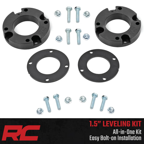 1.5 Inch Bolt On Leveling Kit For Toyota 4Runner 2025 with components displayed including spacers and bolts
