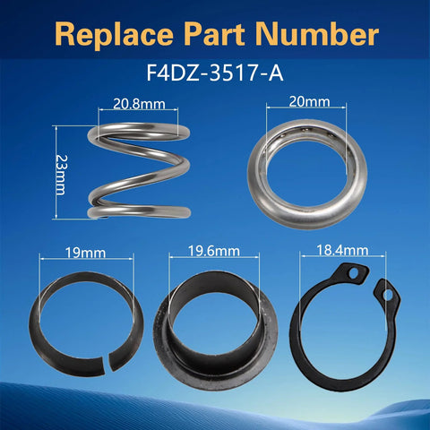 Steering column upper bearing kit (KPALAG) by Amazon; 4-piece set including silver coil spring and three black rings.