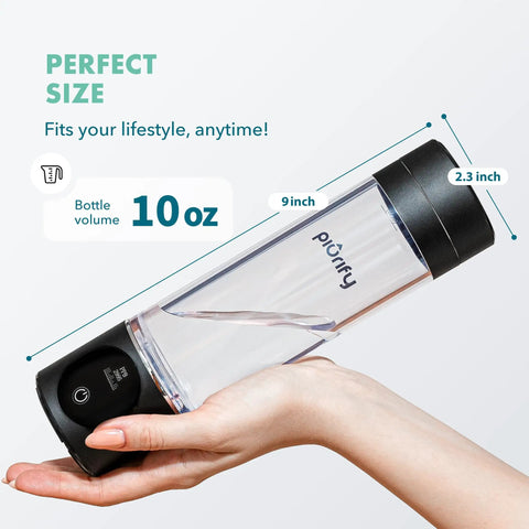 Hydrogen Water Bottle Generator With SPE PEM Technology Delivers 6300 Plus PPB In 3 Cycles Rechargeable 10 Oz Black Bottle