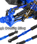 OneTenth Big Rock 3S 4x4 Upgrade Kit Pro Grade Aluminum Shocks Suspension Arms in Navy Blue close-up view