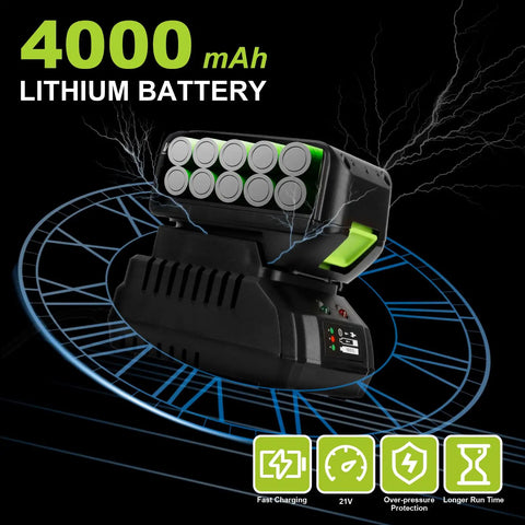 Lithium battery for Cordless Half Inch Impact Wrench Kit With 400 Nm Torque, 20V Brushless Motor, 4.0Ah Battery