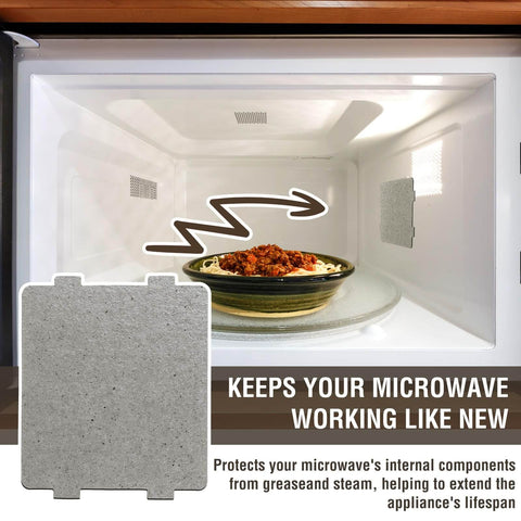 Image showing 10 Pcs Microwave Mica Sheets Set, Super Thick Heat Shield Waveguide Covers installed inside a microwave oven.