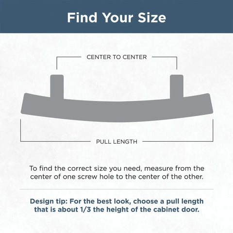 Diagram showing measurement instructions for Stainless Steel Modern Square Cabinet Pulls With Five And One Sixteenth Inch Hole Center