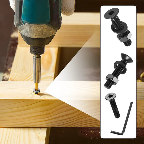 161 PCS M6 Countersunk Bolts Kit Including Flat Head Machine Screws and Nuts Hex Socket Carbon Steel Rust Resistant Heavy Duty Hardware Assortment Pro Grade Badass Quality for DIY Mechanics used for assembling wood.