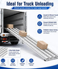 Heavy Duty Foldable Gravity Roller Conveyor For Warehouse Truck Unloading Portable Straight Line Material Handling System Moves Boxes With Ease No Electricity Needed, loaded with boxes for efficient cargo transfer.