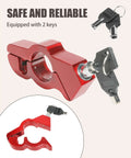 Beefy Heavy Duty Motorcycle Lock With Adjustable Handlebar Lock For Anti Theft CNC Aluminum Construction Red Color and keys