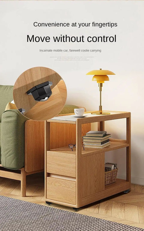 Mini Plate Caster Wheels 4 Pack Self Adhesive Nylon Rollers for Household Appliances on a wooden side table.