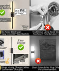 Easy Peasy Peel And Stick No Drill Setup Sleek Rechargeable Wireless Wall Sconces Set Of Two Dimmable Touch Controls Battery Powered LED Lighting For Modern Home Vibes showing installation and charging details.