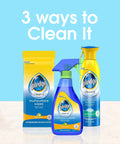 Three Pledge multisurface cleaning products, including wipes, spray, and bottle cleaner, with '3 ways to Clean It' text.